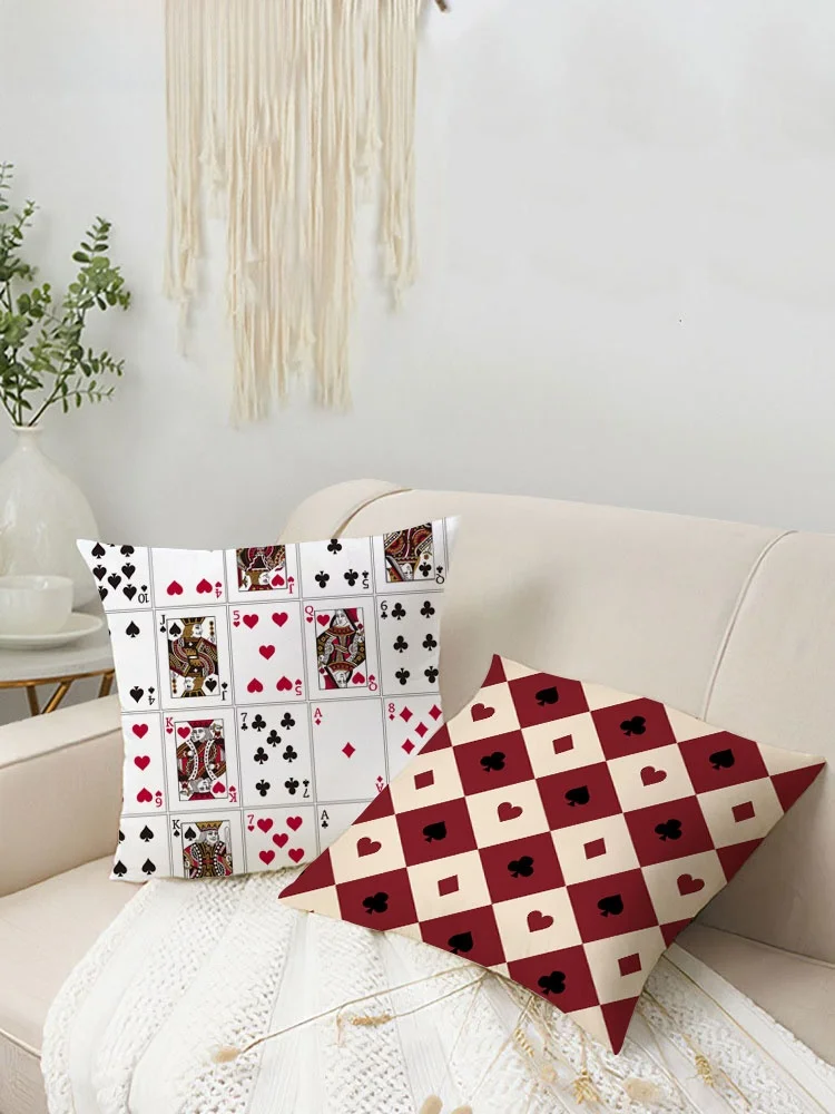 クリエイティブで楽しいポーカーレッドジョーカークイーンキングブラオフィスソファ枕車のヘッドレスト枕モダンシンプルスレユニバーサルスクエア枕