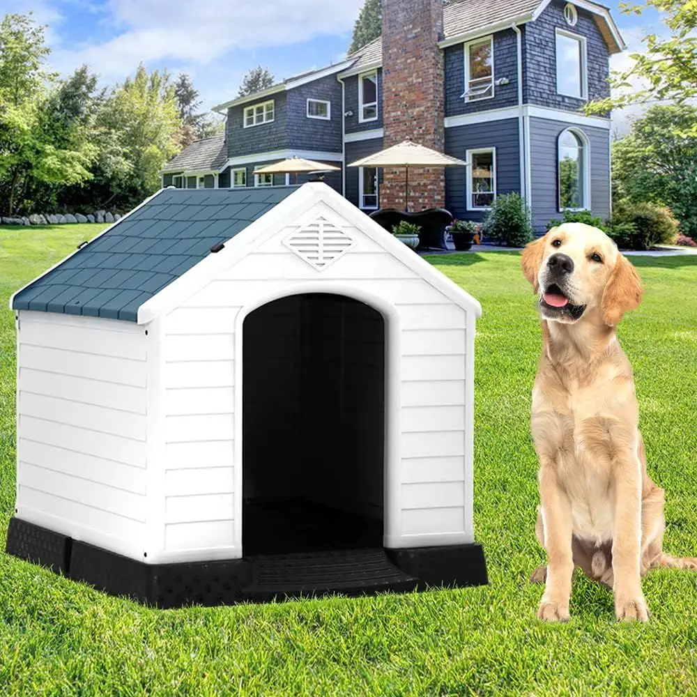 

Weatherproof Large Dog House with Elevated Floor and Air Vents for All Sizes, Suitable for Indoor and Outdoor Use