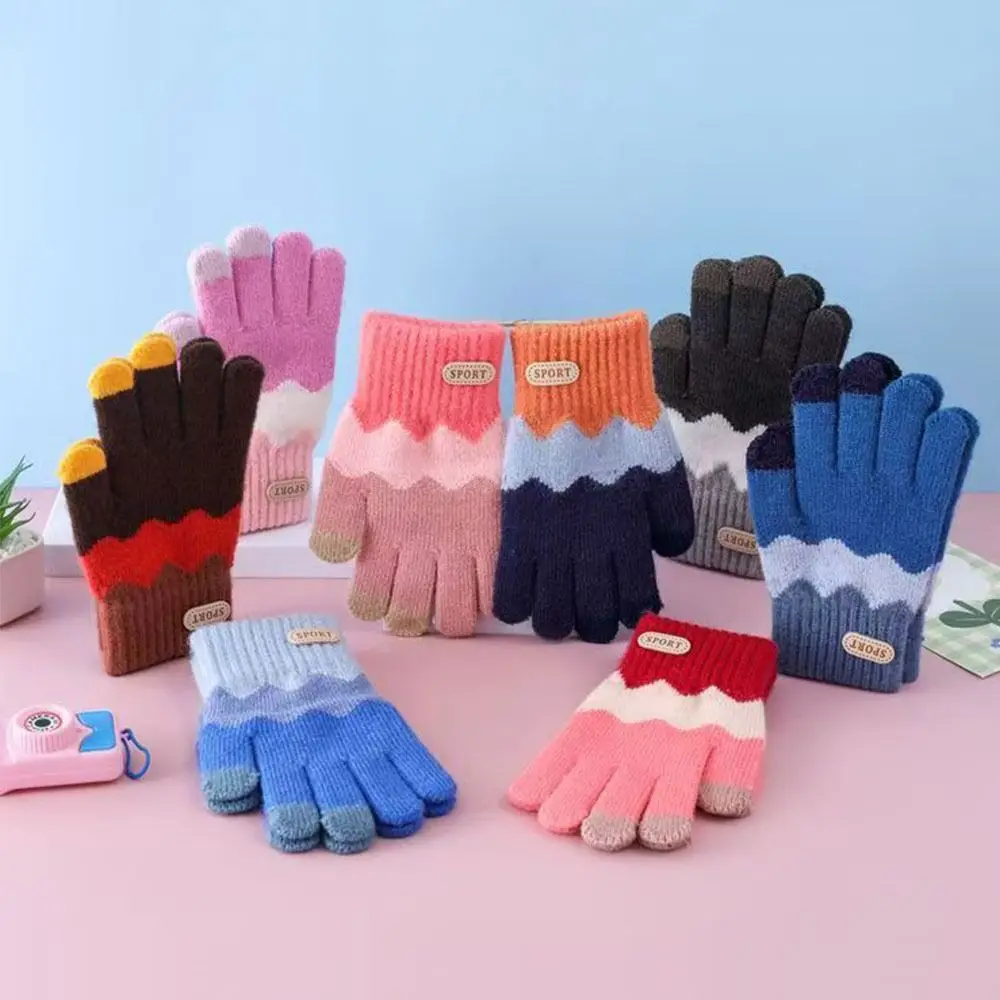Fashion Warm Kids Winter Gloves Coldproof Windproof Baby Gloves Full Finger Thicken Children Mittens for 6-14 Years Old Toddler