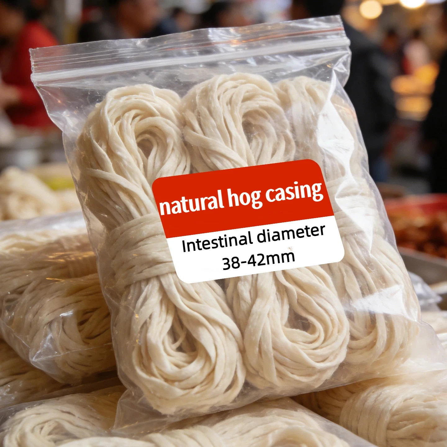 

Natural pig sausage casing for filling sausages, sausage casing box for making Italian sausage, ham, and hot dogs