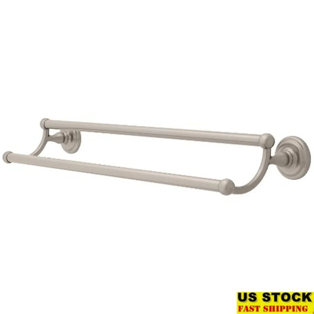 

24-дюймовый двойной вешалка для полотенец Jamestown, атласный никель, настенное крепление, аксессуар для ванны, прочная цинковая конструкция, легко устанавливаемое оборудование