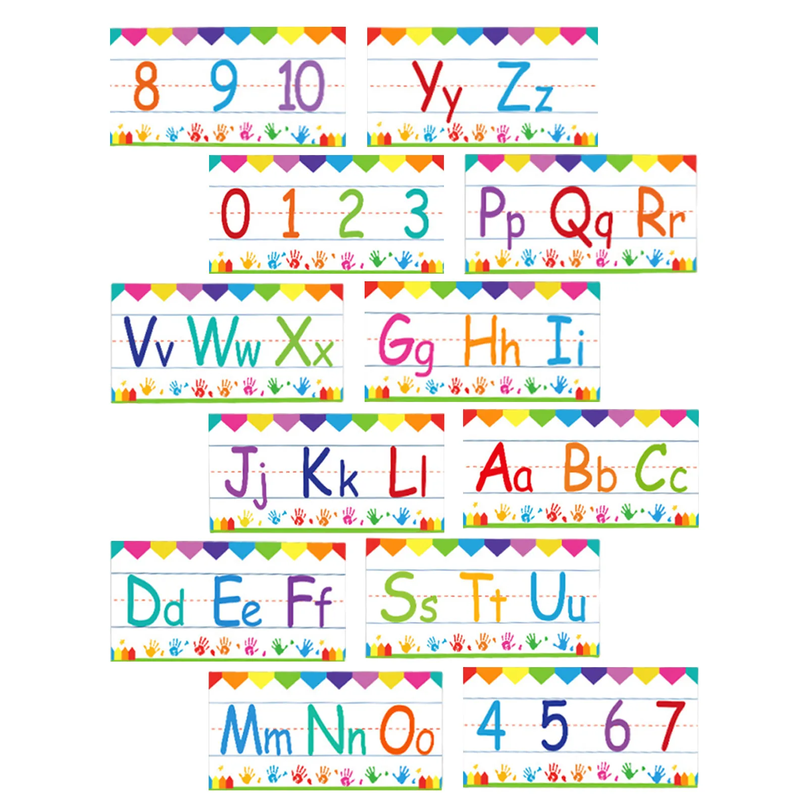 12Pcs Alphabet Number Practice Cards Colorful Classroom Wall Display Abc Posters Preschool Kindergarten Education