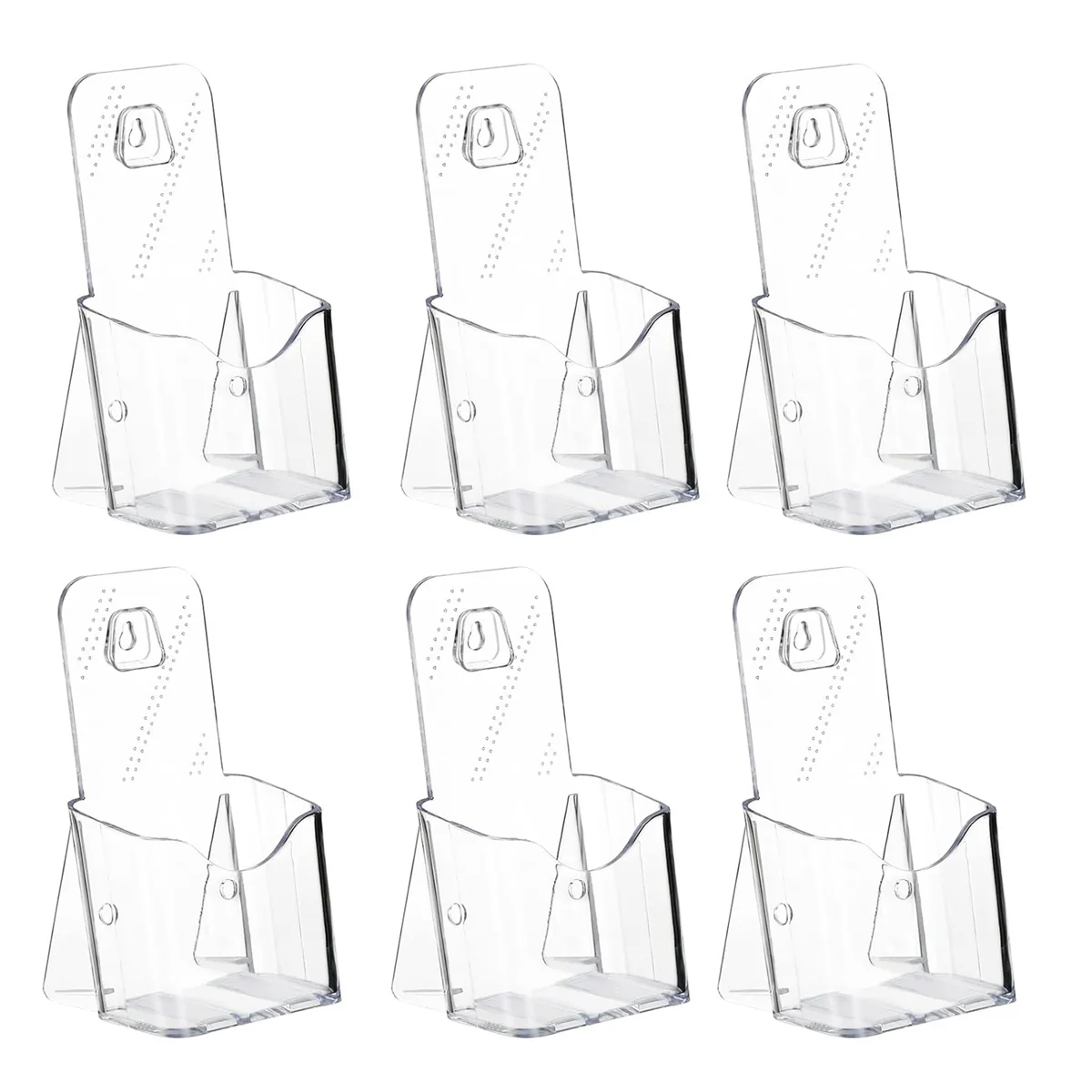 Acrylic Brochure Holder, 6 Pack Trifold 4 Inches Wide Pamphlet Holder Wall Mount/Countertop Organizer for Display Flyer