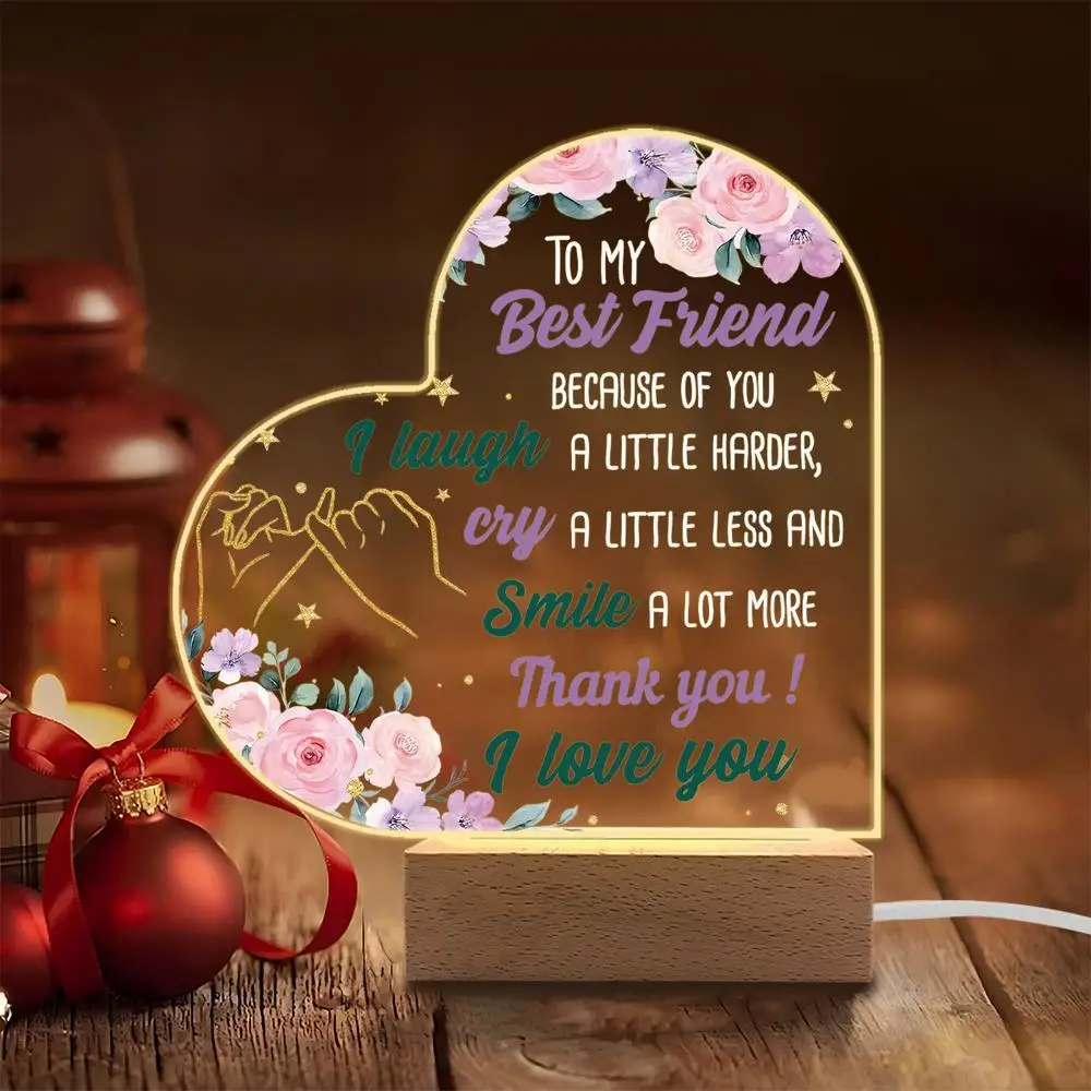 

1 шт., акриловый светящийся орнамент, аксессуары для фотосъемки, USB-основание, подарок BFF, фигурки для декора рождественской вечеринки