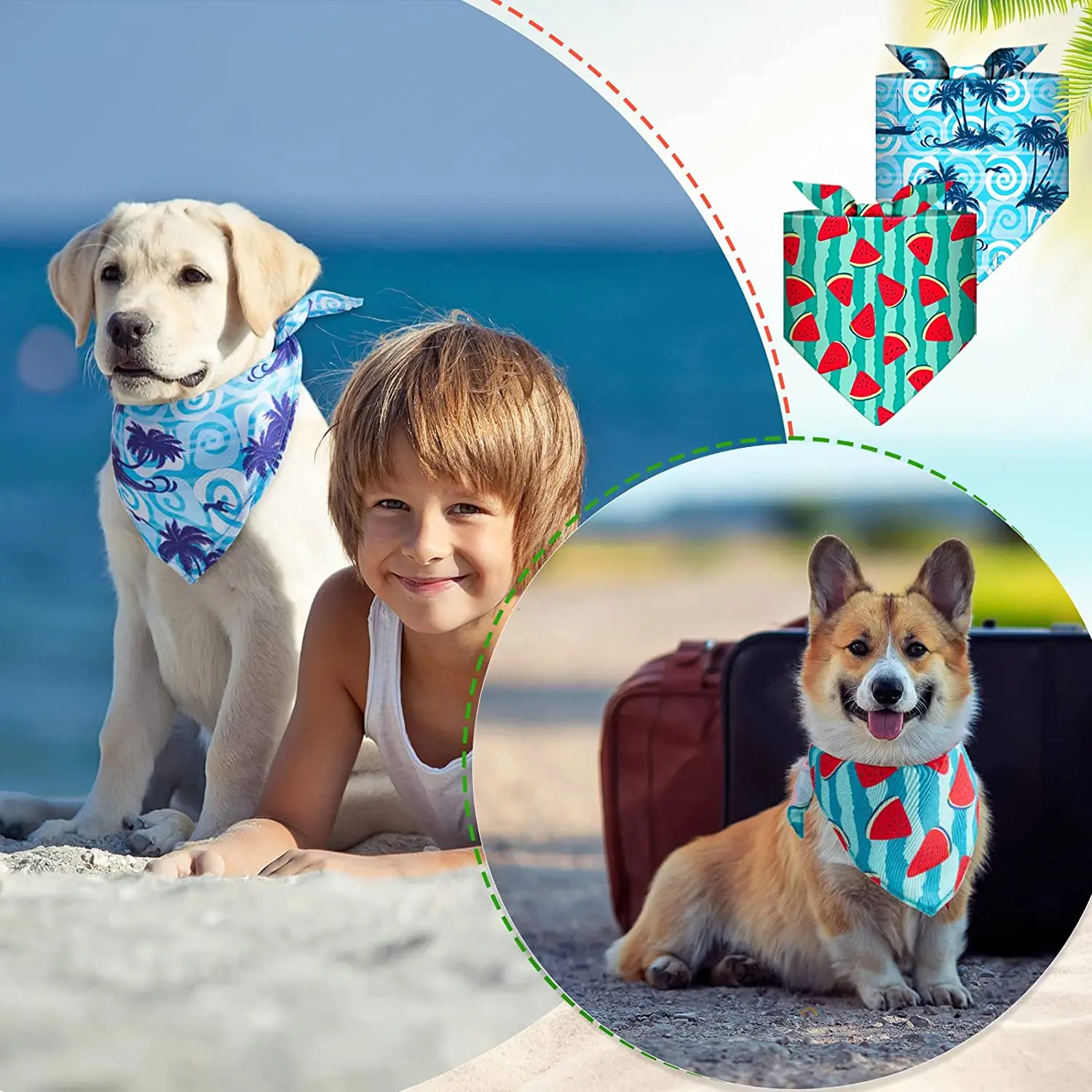 30Pack Spring  Floral And Summer Fruit Cute Dog Bandanas Soft Triangle Dog Scarfs Polyester Bandana for Small Medium Large Pets