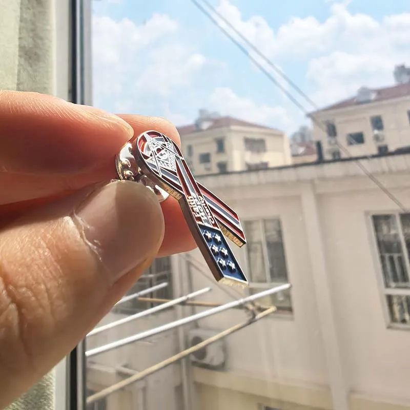 

100pcs Cancer Badge Freemason Enamel Brooch Hope Ribbon US Flag Faith Awareness Charity Masonic Lapel Pin