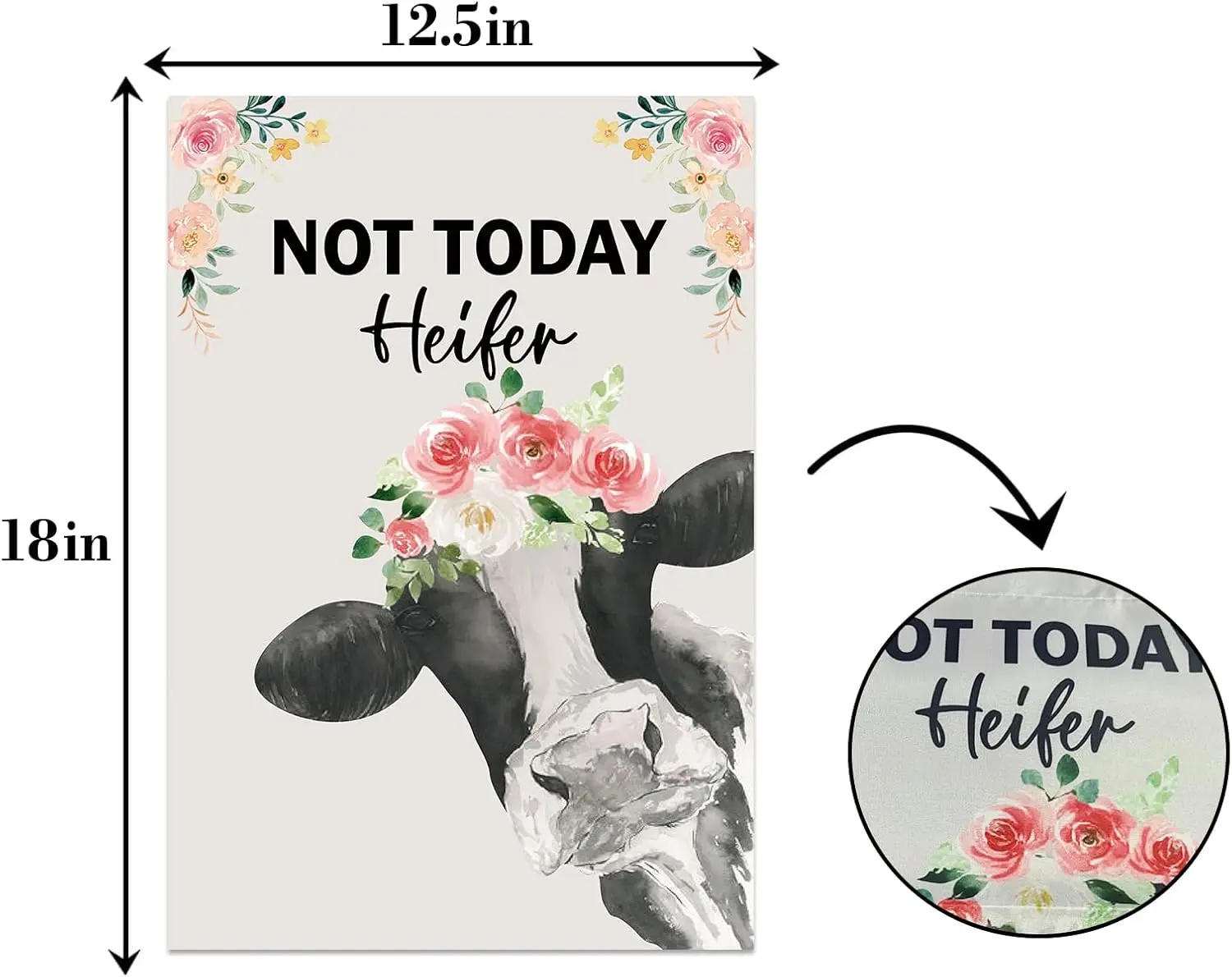 Welcome Garden Flag, Not Today Heifer Garden Flag,Farm Animals Pasture Summer Rural Wildlife Beef Nature Bovine Bull Cattle  zzo