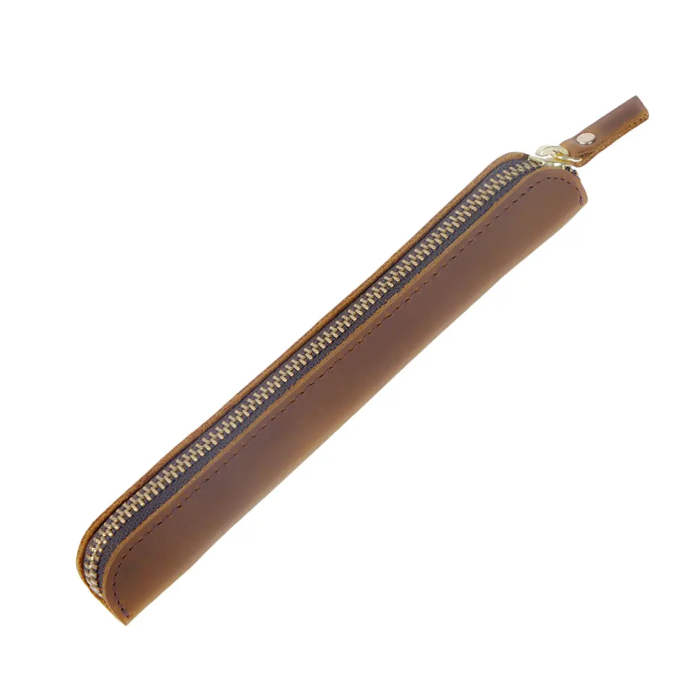

Cowhide Pen Set Pencil Portable Zipper Zippered Pouch Holder Bag Travel