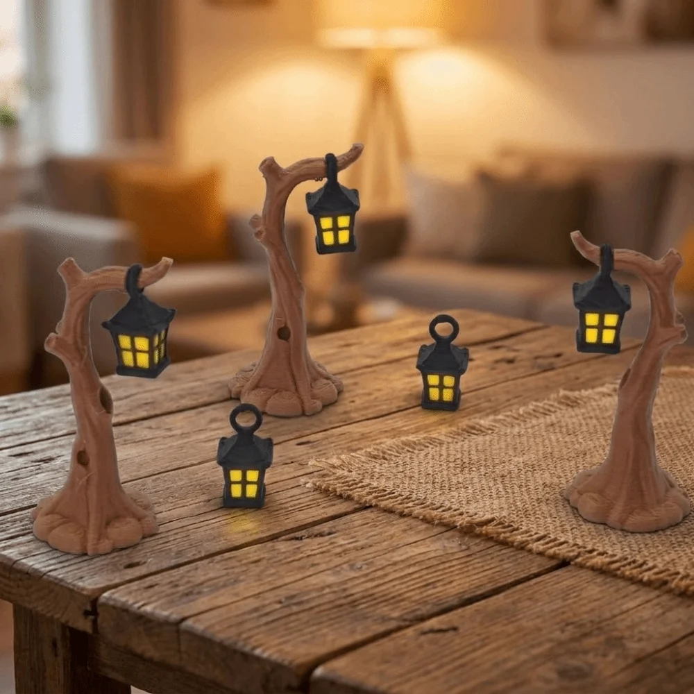 3D Printing Micro Landscape Tree Light Ornaments Plastic Detachable Forest Night Light Decorative Retro Small Lamp Model