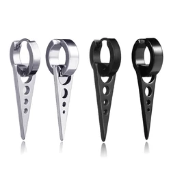 1 Pairs Stainless Steel Punk Hip Hop Men's triangle pendant Stud Earrings Ring Round Earrings Men and Women Jewelry Piercing