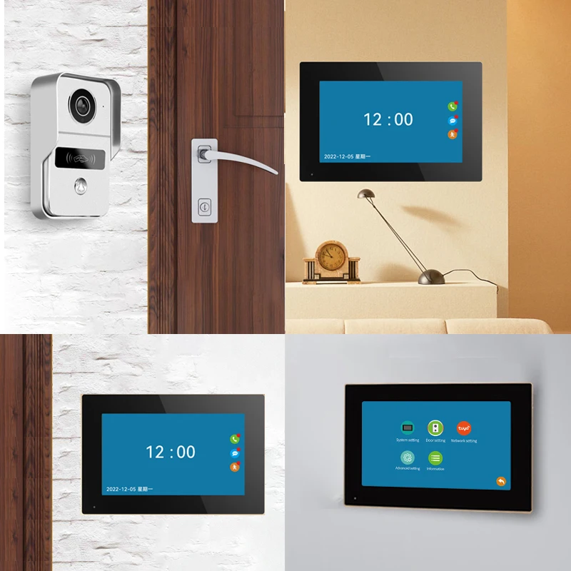 Pantalla de 7 pulgadas 1V3 2MP 1080P cable Tuya APP AHD WIFI timbre dejar mensaje 140 grados gran angular Video puerta teléfono sistema de intercomunicación