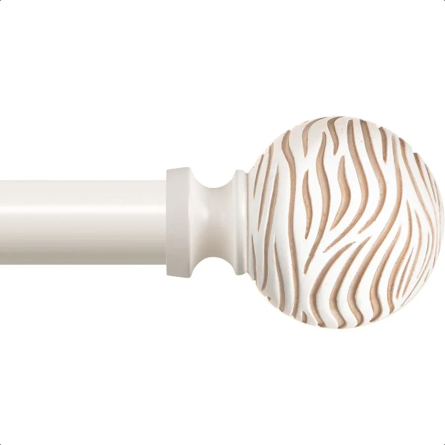 

White Curtain Rods for Windows 32 to 45:Imitation Wood Grain Coastal Heavy Duty Adjustable Curtain RodFarmhouse Boho Rustic Dec