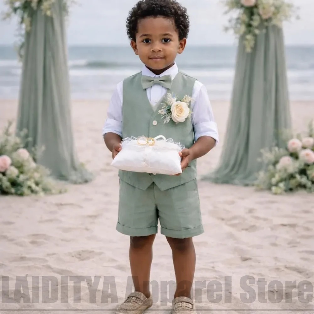 ensemble-2-pieces-chic-en-lin-pour-garcons-gilet-et-short-–-tenue-de-ceremonie-d'ete-pour-mariage-anniversaire-ou-tenue-de-page-boy-–-short-elegant-pour-enfant
