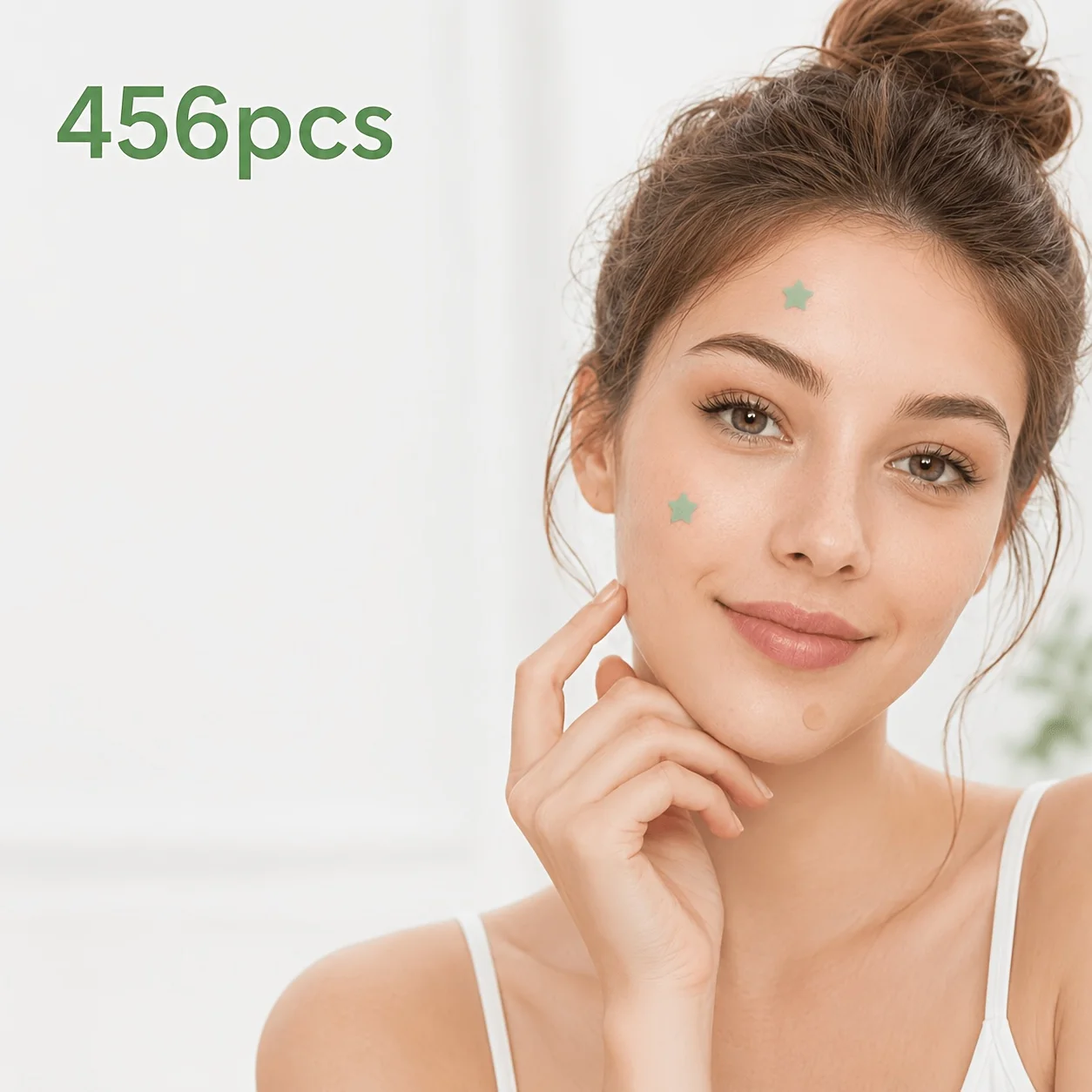 456PCS Hydrocolloid Pimple Patches, Green Star & Skin Tone Round Face Stickers for Men Women, Day Night Party Use