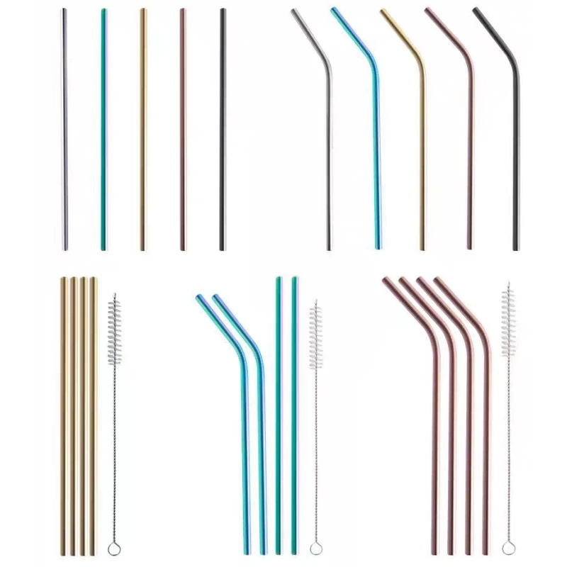 

Metal Straw Reusable Drinking Straws Stainless Steel Bag Straw 100pcs Straws + 10pcs Brushs Barware