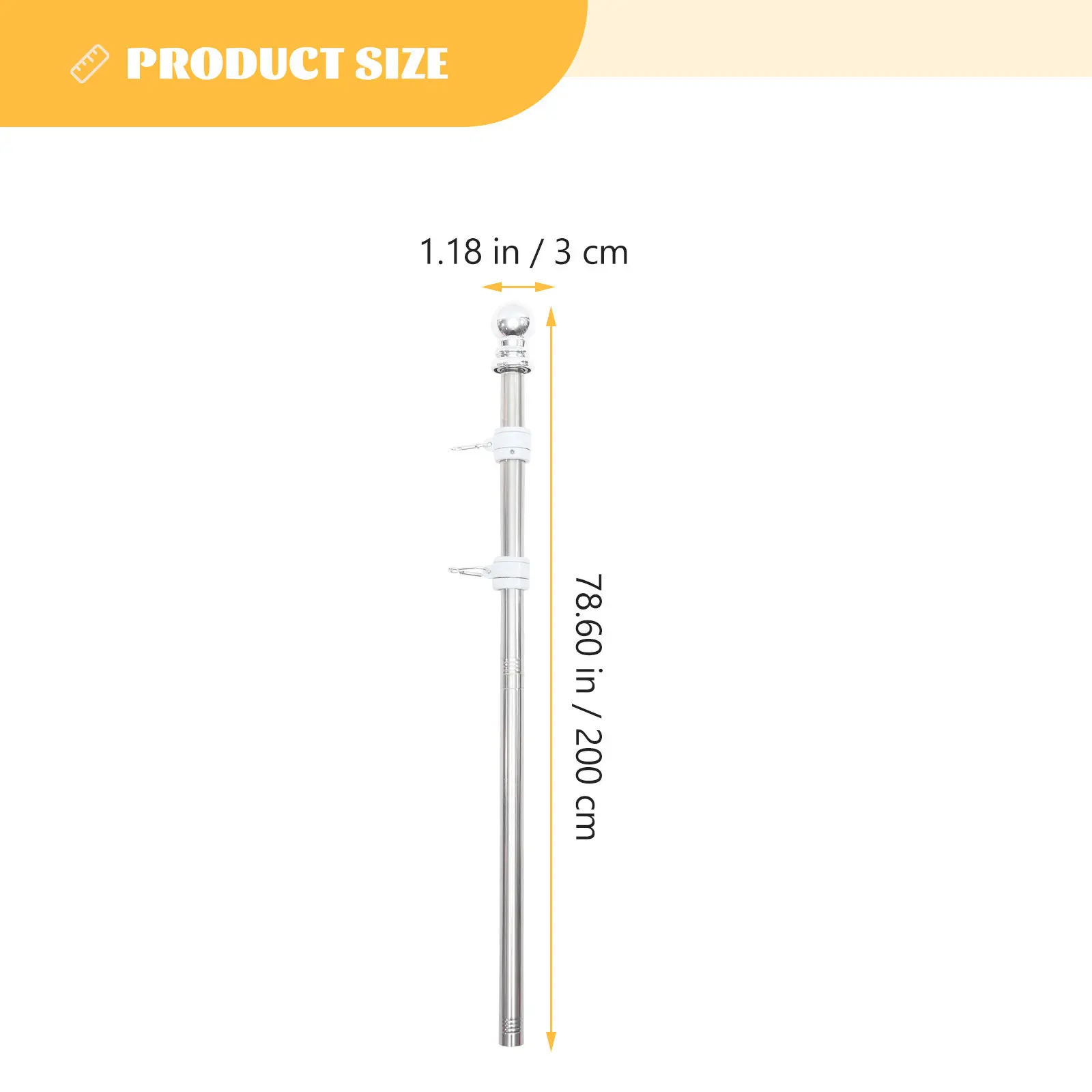1Set Stainless Steel Flag Pole Kit Rustproof Outdoor Flagpole for Yard Garden Commercial Banner Free Rotation Anti-Winding