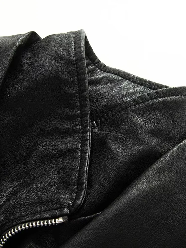 ملابس نسائية خريفية جديدة على الطراز الأوروبي والأمريكي سترة جلدية عصرية فرنسية راقية فضفاضة ضيقة