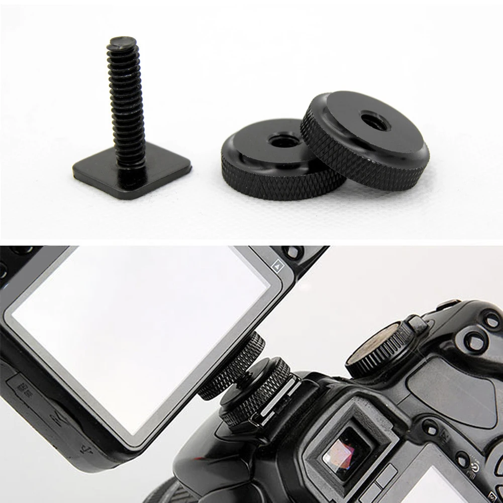 1/4 Inch Tripod Screw To Flash Hot Shoe Adapter Black Screw Adapter Tripod Bracket Hot Shoe Mount for Camera Studio Accessory