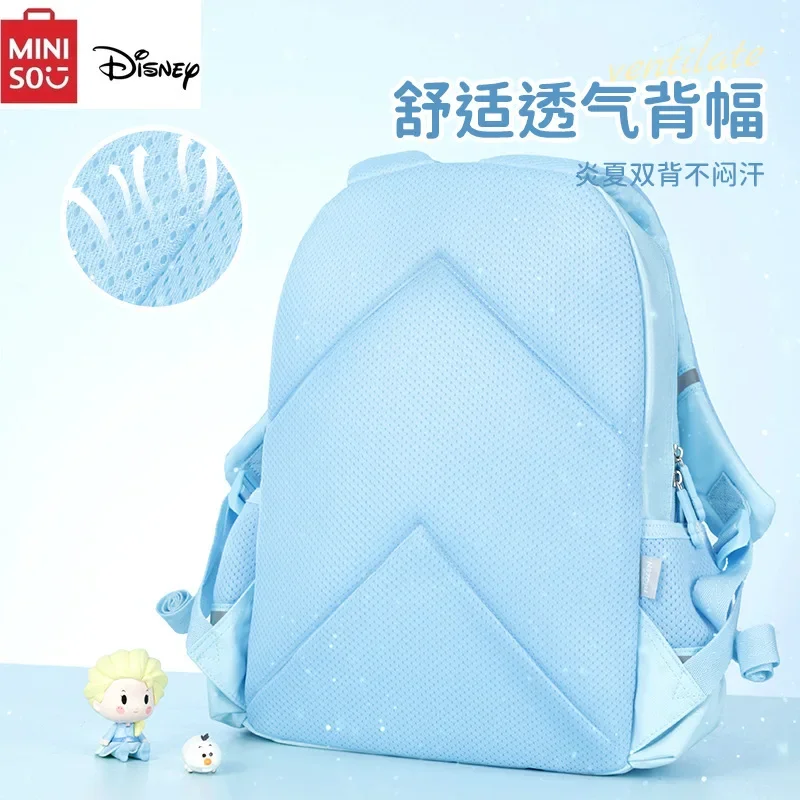 MINISO Disney New 2024 Frozen Princess Elsa Bags 1 To 3 Grade Backpack High-quality Children\'s Burden-reducing Backpacks Gifts