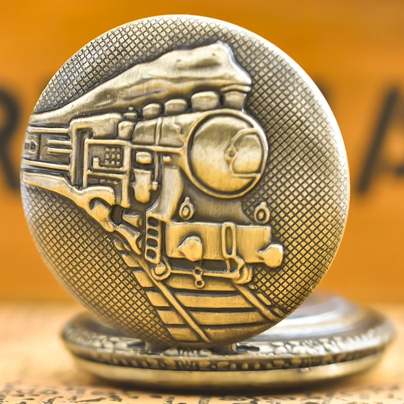 Винтажные бронзовые креативные резная локомотивная цепочка кварцевые карманные часы подарок для мужчин и женщин студентов