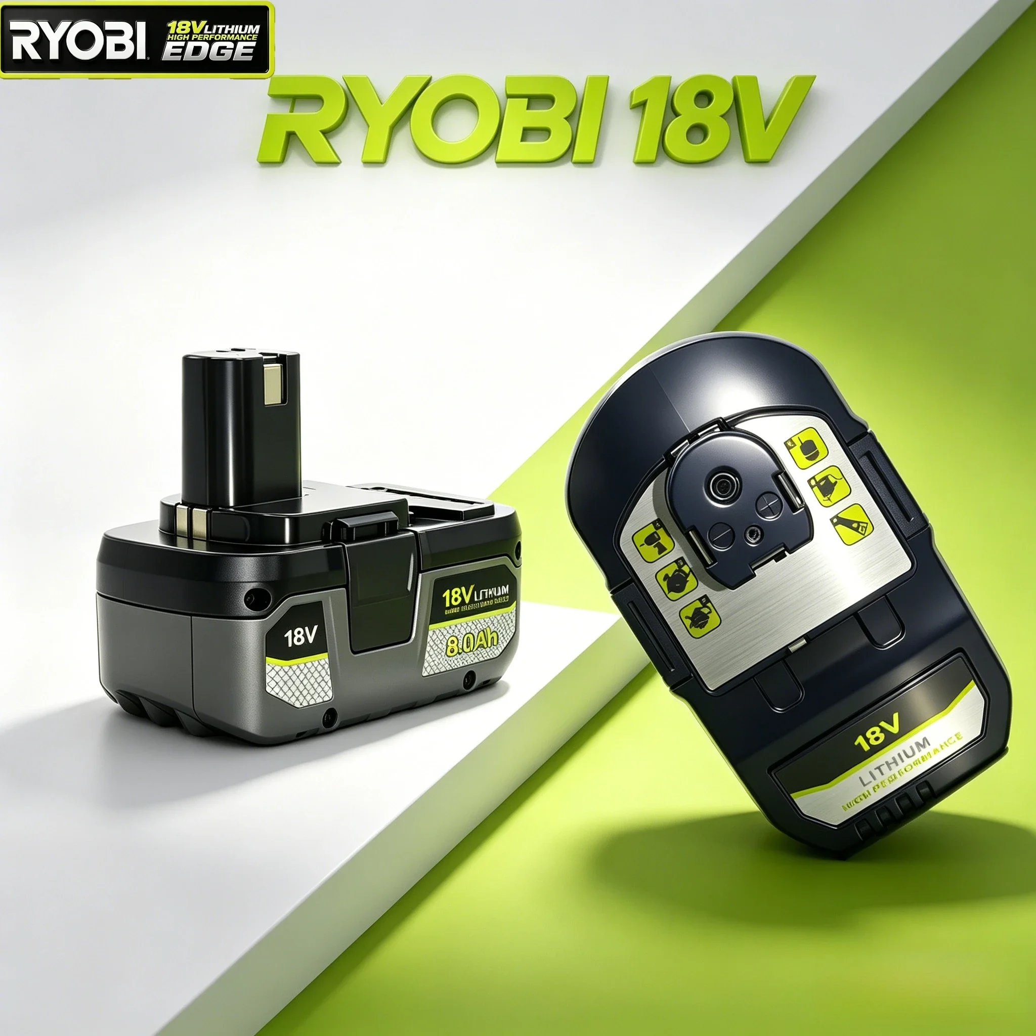 RYOBI Original 18V 6000mAh P108 18 Volt Li-ion Power Tools P104 P107 RB18L50 RB18L20 P108 High Capacity Rechargeable Battery