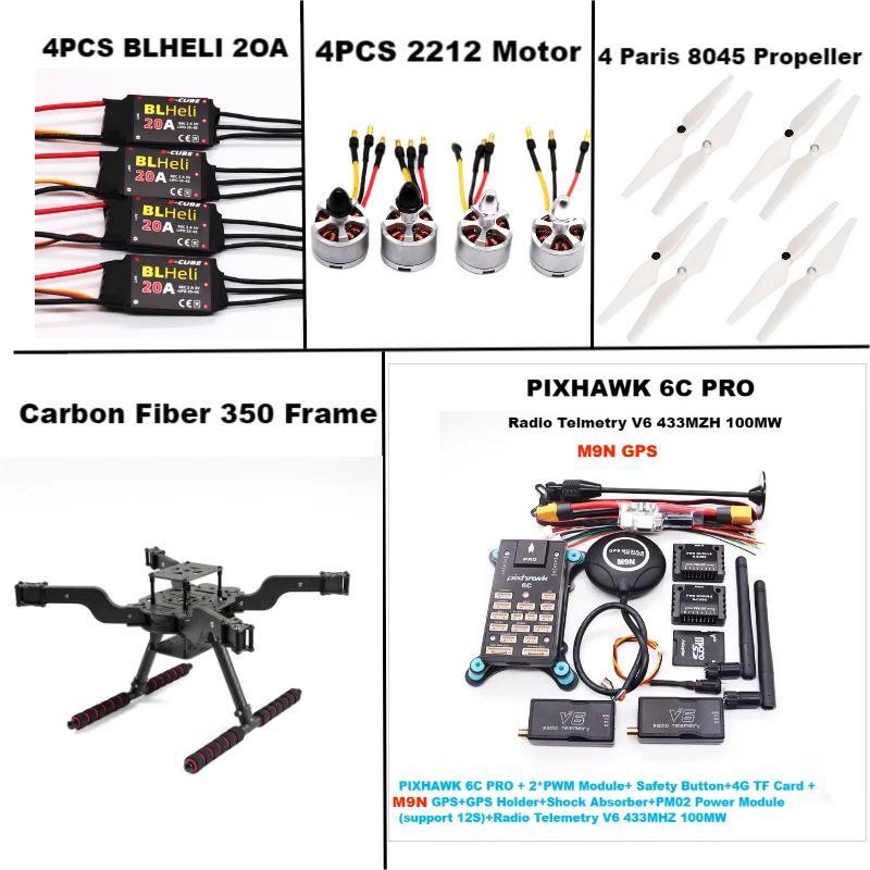 

RctoSky PIXHAWK 6C PRO M9N Новый Умный Дрон с открытым исходным кодом FLY350 300 380 мм PIX quadrotor с подвижной стойкой