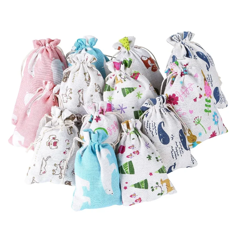 50pcs/lot New Printed Cotton Drawstring Bag Sachet Jewelry Packaging Bag Stationery Cosmetic Storage Bag Mosquito Repellent Bag