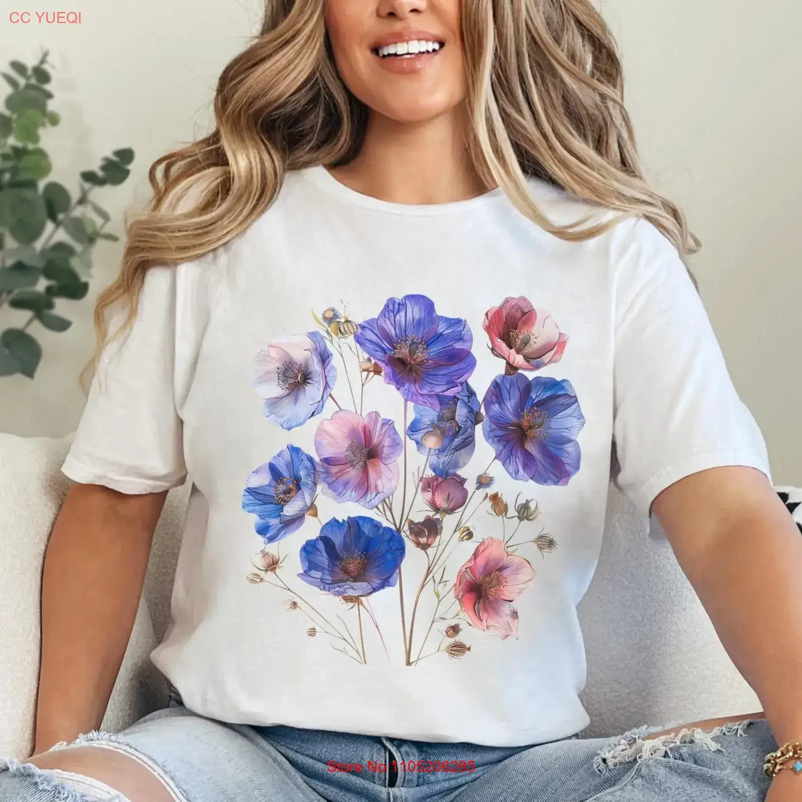 Floral T Shirt for Nature Lovers Soft Spring and Summer Perfect Mom Birthday Casual Wear Botanical Art vintage Washed Unisex