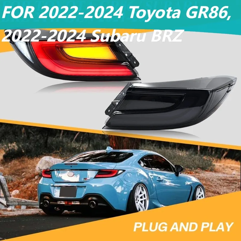 

Пара светодиодных задних фонарей для Toyota GR86 и Subaru BRZ 2022-2024 гг., черные задние фонари