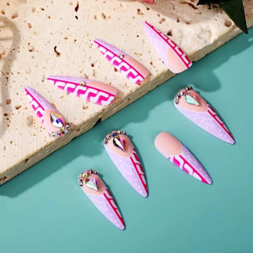 Moda wearable manicure amêndoa unhas falsas ponta pontiaguda cobertura completa comprimento do prego dicas de unhas menina