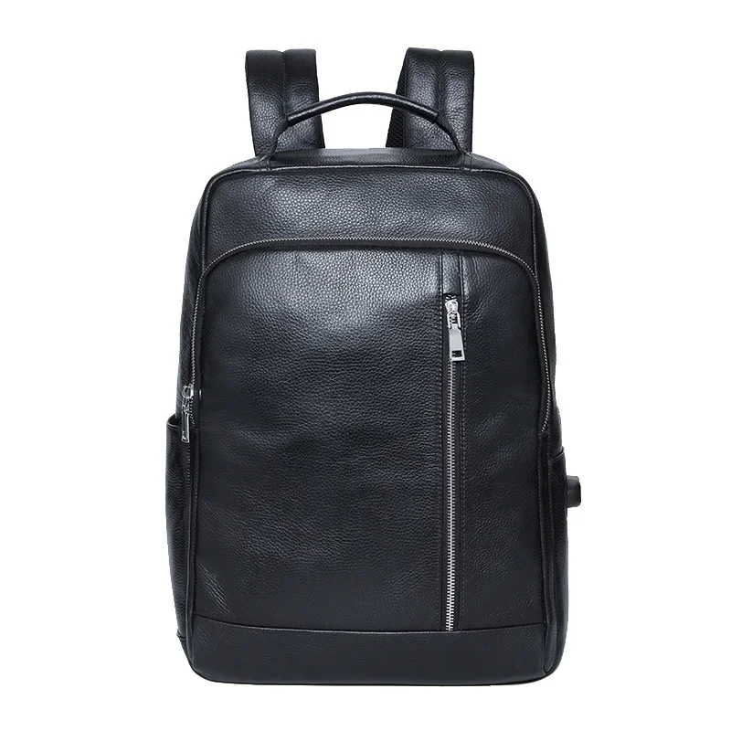 2022 Fashion Cow Genuine Leather Men Backpacks Real Natural Leather Student Backpack Luxury Brand 15.6 Inch Computer Laptop Bag