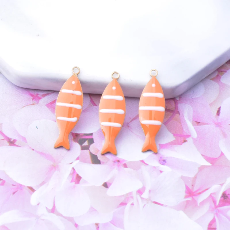 20pcs Copper Dripping oil Small Fish Charms Two-sided Enamelled Fishes Pendant Cute DIY Jewelry Earrings Necklace Making