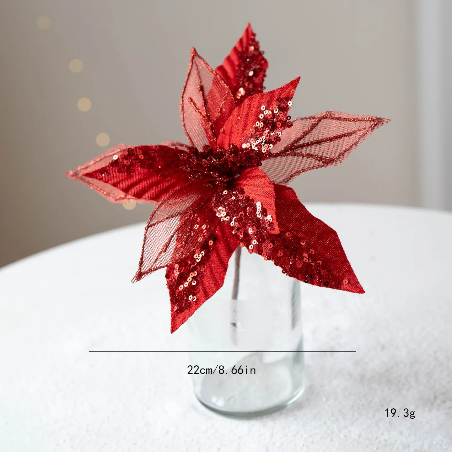 Christmas Decorations Xmas Tree Decors Large Flower 22cm Gold Sequins Artificial Tulle Flower For Diy Christmas Wreath