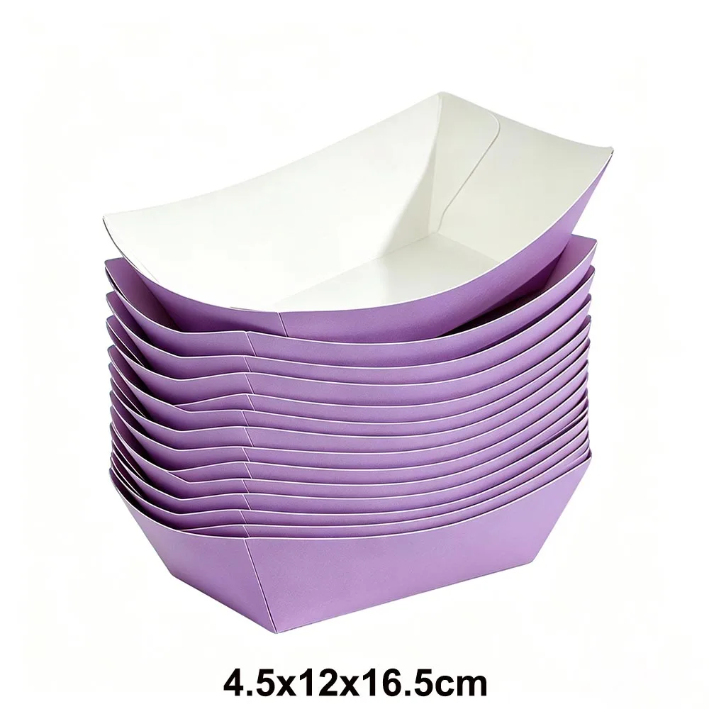 Einweg-Tischgeschirr Einfarbige Papier-Lebensmittelschale Snack-Box in Bootsform für Geburtstagsfeiern Babypartys Hochzeitsdekoration – Detail 2