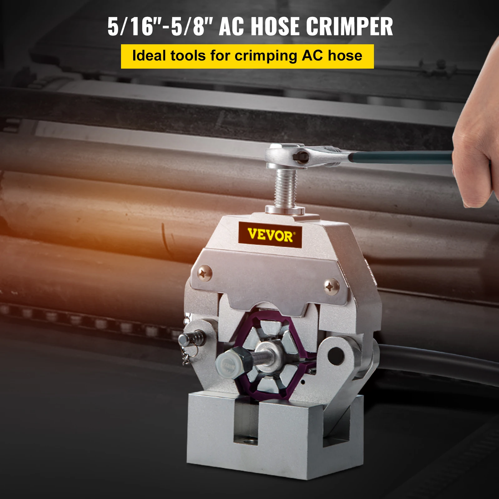 VEVOR Hydraulic Press Hose Crimper Kit with 4Dies 71550 Handheld Manual Hydra-Krimp Air Conditioning Repair Crimping Tools Set