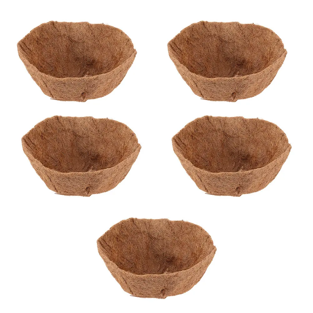 5Pcs Plastic Flower Pot Coconut Mat Hemispherical Hanging Basket Liner Natural Breathable Hydrophobic Pot Mat for Balcony