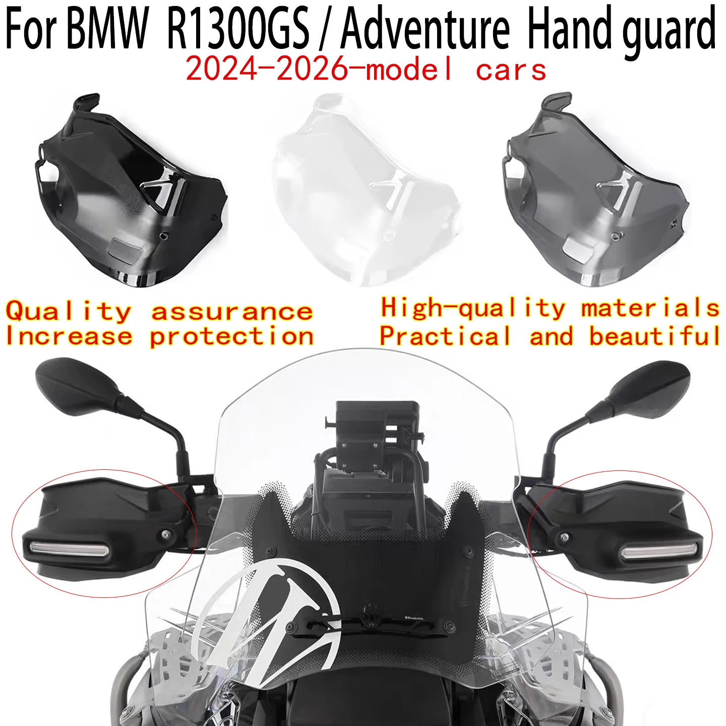 

For BMW R1300GS Hand guard 2024-2026-New model cars BMW R1300GS Adventure Handlebar wind shield Heightened cover