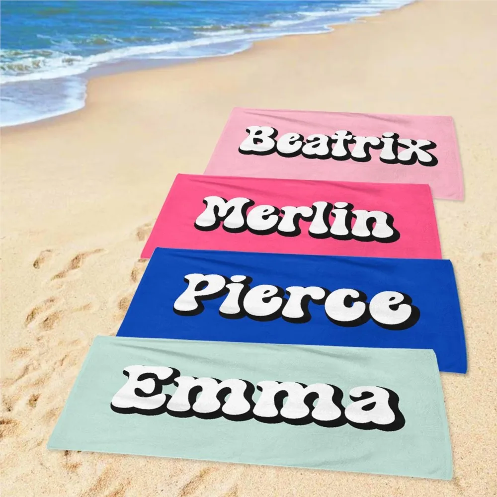 1Pc Personalized Name Beach Towel Customized Towel for Beach Lover Gift Traveler Gift Oversized Pool Party Towel for Summer
