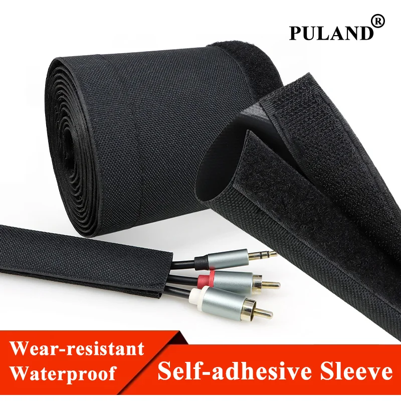 1-10m Waterproof Sleeve Wear-resistant Audio Cable Wire Wrap Protection Sleeve Nylon Self-adhesive Outdoors Wire Harness Sheath