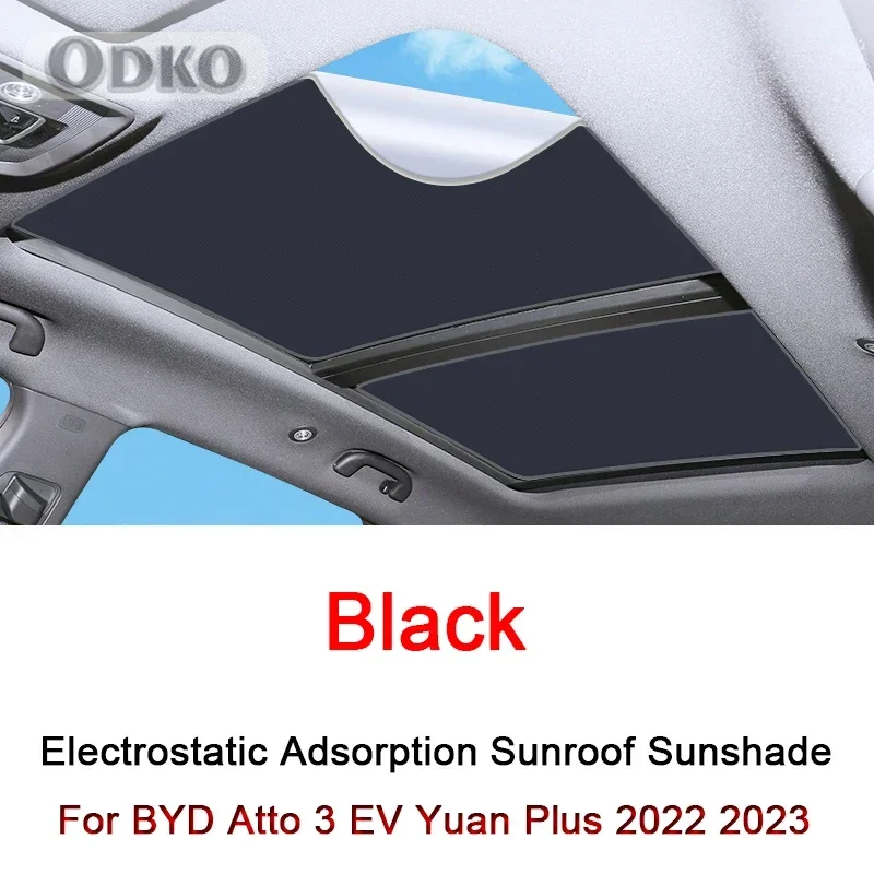 Car Electrostatic Adsorption Sunroof Sunshade For BYD Atto 3 EV Yuan Plus 2022 2023 Heat Insulation Skylight Sticker Accessories