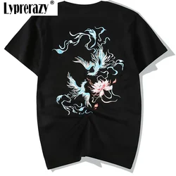 Lyprerazy New Chinese Style Phoenix Embroidery Men's T-shirt Summer Short Sleeve Casual Tees Tops Male