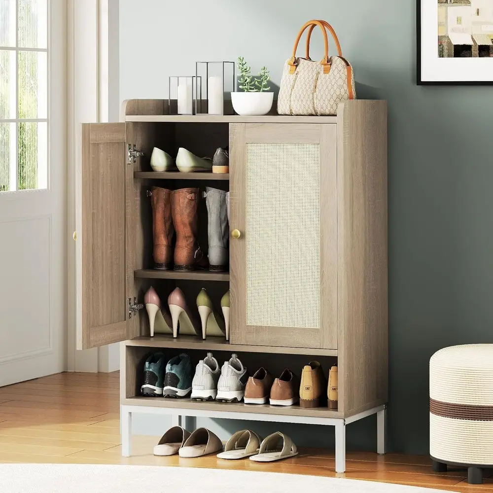 خزانة أحذية قابلة للتعديل مكونة من 5 طبقات لـ 20 زوجًا - لمسة نهائية طبيعية