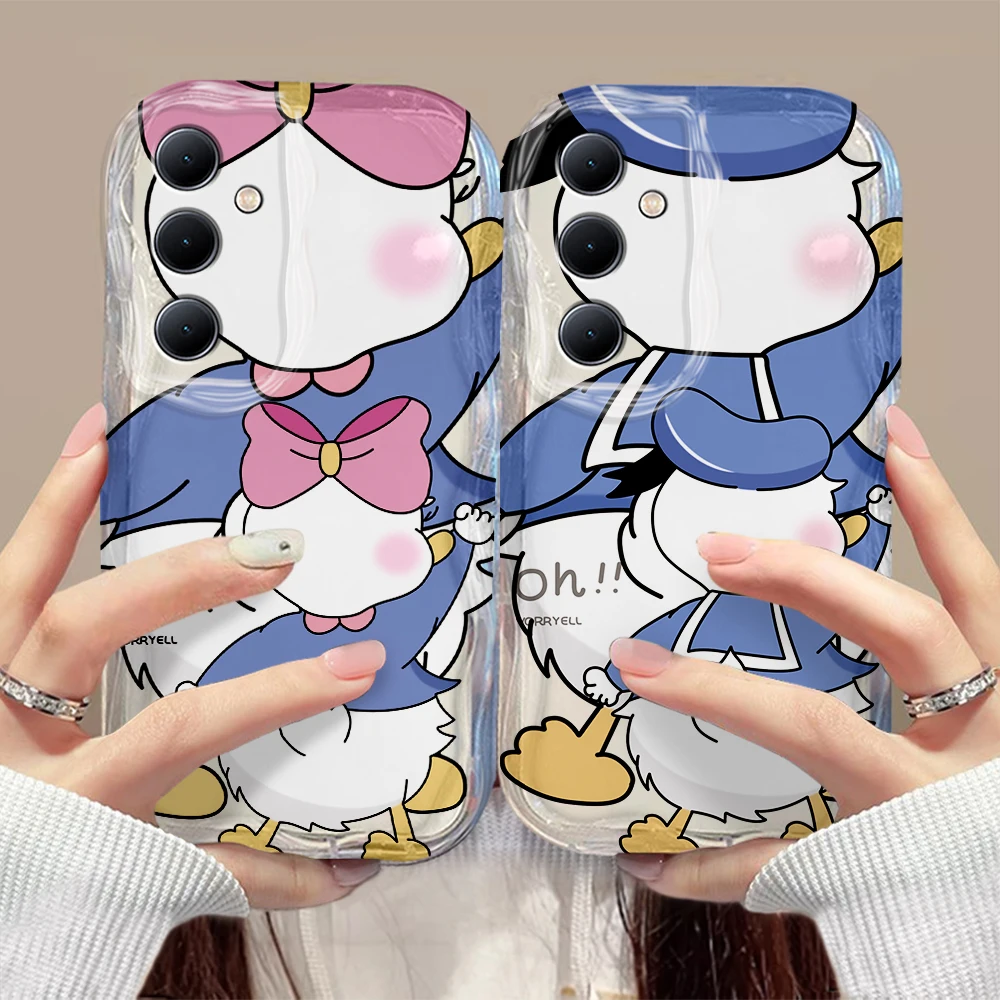 Cute butt Donald Duck Daisy 3D Wave Case For OPPO A98 A94 A93 A92 A79 A78 A76 A58 A57 A55 A38 A33 A17 A16 A15 4G 5G Back Cover