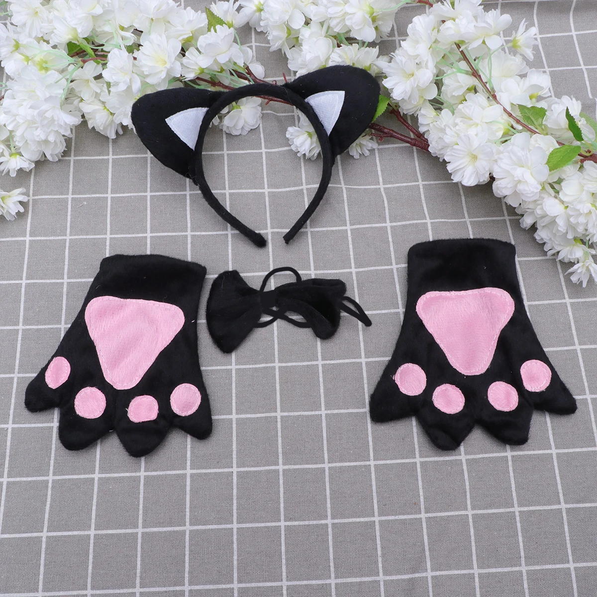 5 Pcs Black Cat Headband Costume Set for Kids Soft Material Unique Design Dancing Party Supplies Birthday Christmas Masquerade