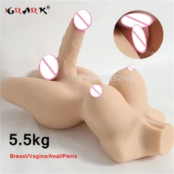 Shemale Sex Doll for Women Men Penis Vagina Two in One 5.5kg Soft Breast Real Vagina Pussy Anal Hole Male Masturbator Doll 18+