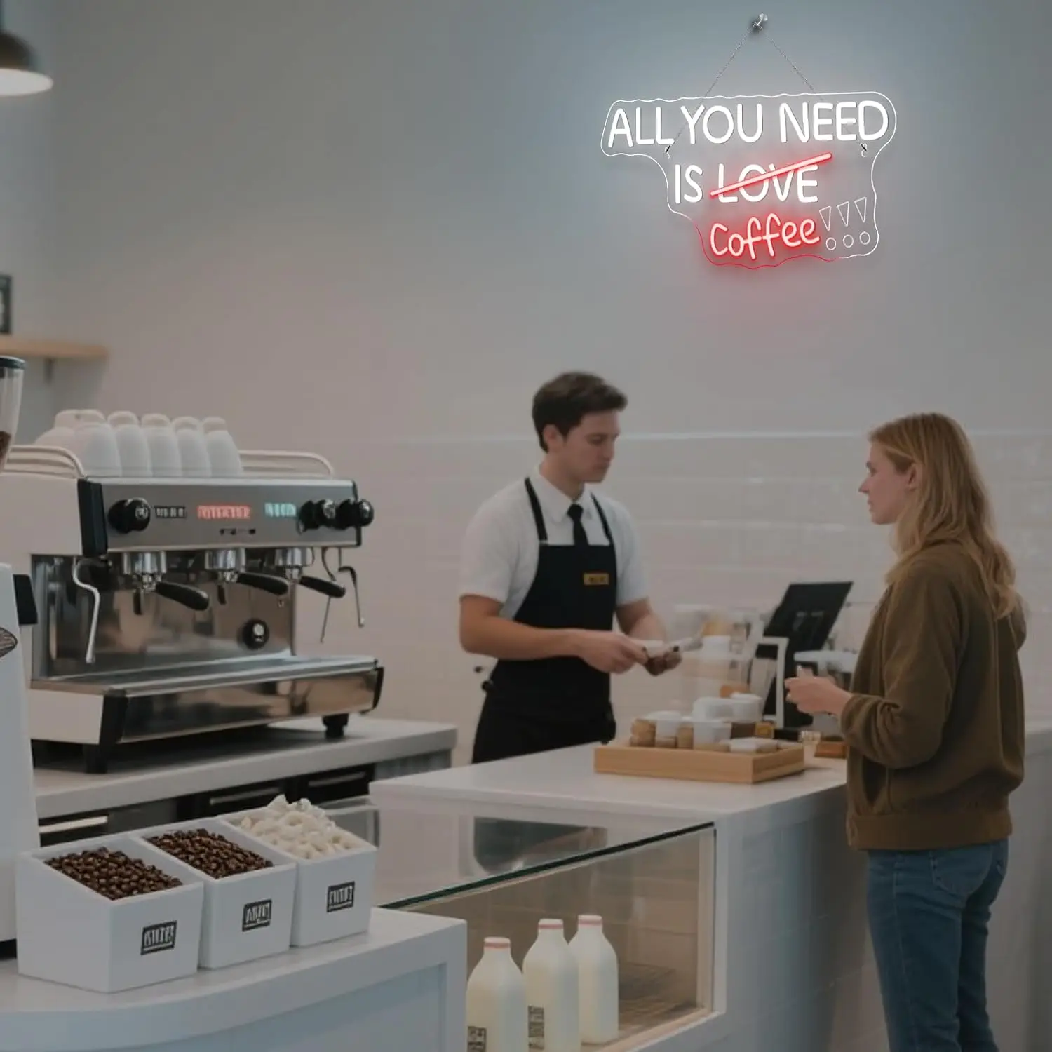 Todo lo que necesitas es café letrero de neón luz de neón LED USB regulable para cafetería tienda cerveza Bar Club restaurante decoración de pared regalo de apertura