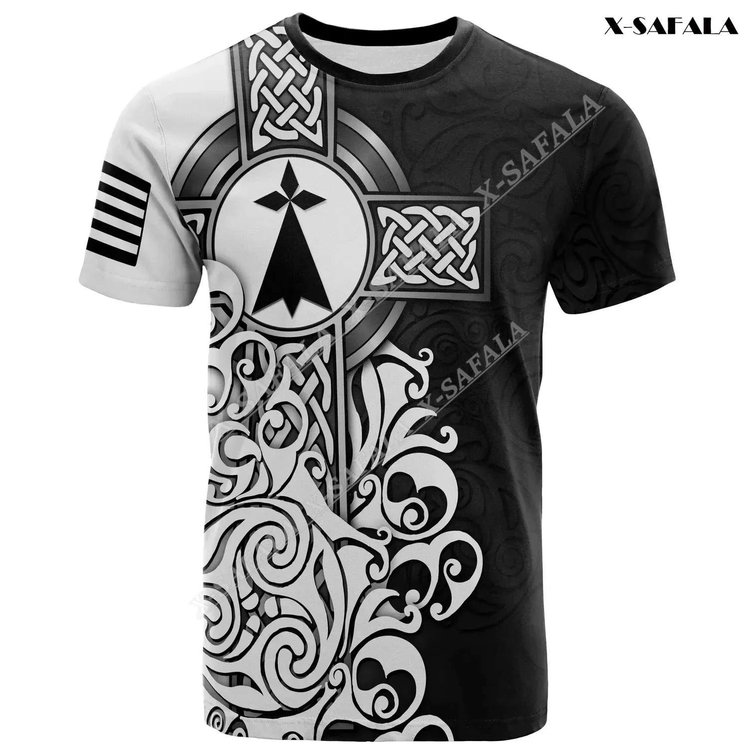 France CELTIC BRITTANY Bretagne Flag Dugelezh Breizh 3D Print Men T-Shirt Tops Tees Short Sleeve Milk Fiber Baby-Skin-Feeling