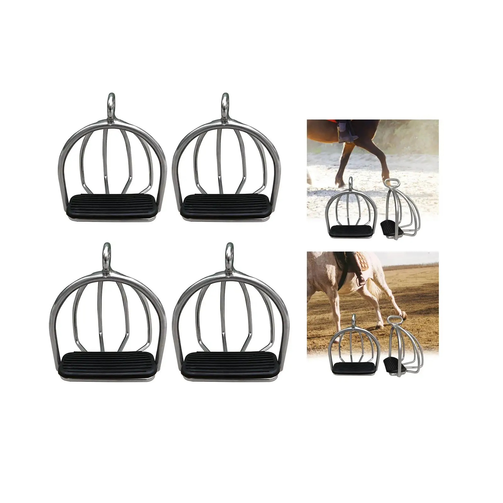 2Pcs Cage Horse Riding Stirrups Steel Flexible Tool Anti-Skid High Strength for Horse Riding Outdoor Sports Supplies Kids Adults