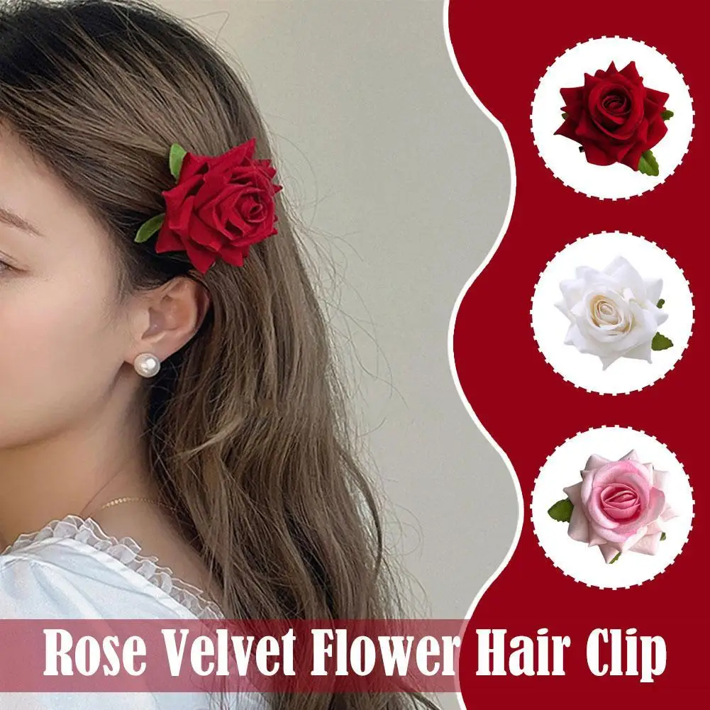 Rose Hair Clip With High-end Feel Bangs Clip For Forehead Hair Duckbill Headband Accessory Rose Flower Brooch Hair Accessory