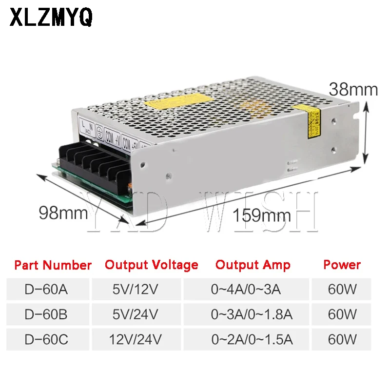 DC 5V 12V 24V Dual Output Switching Power Supply 30W 50W 75W 100W 120W 350W Transformer Power LED lighting Adapter